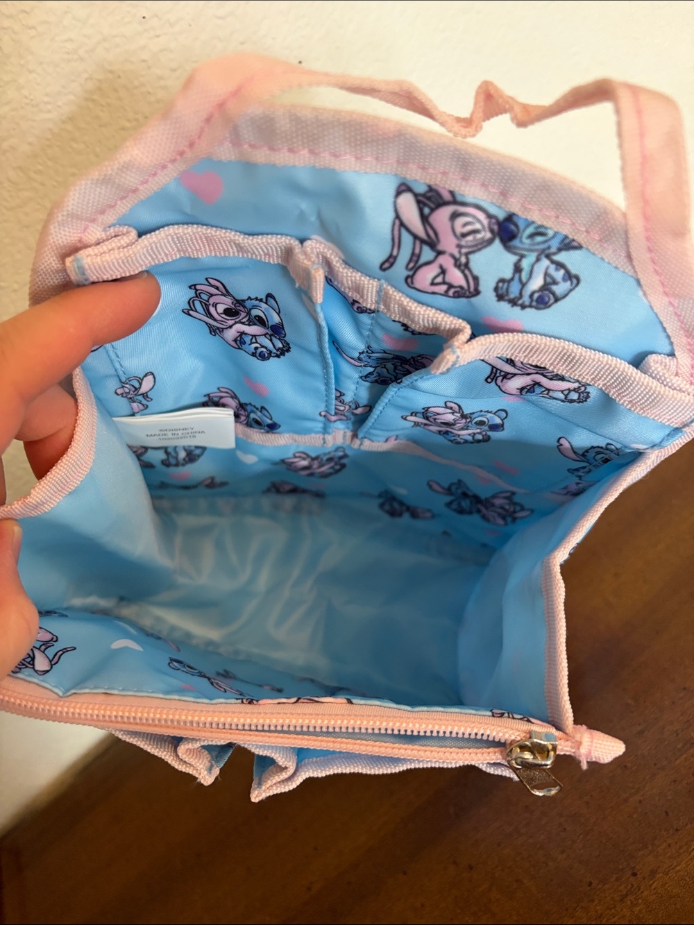 Disney Stitch Loungefly Organizer Insert Angel and Stitch hearts Blue Pink - Picture 4 of 10